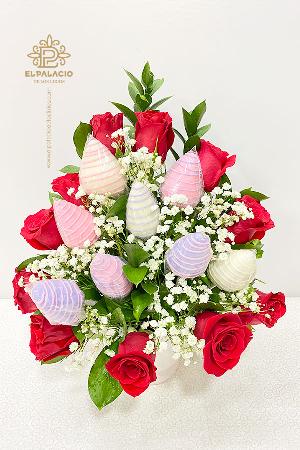 Chocofresas con flores 86