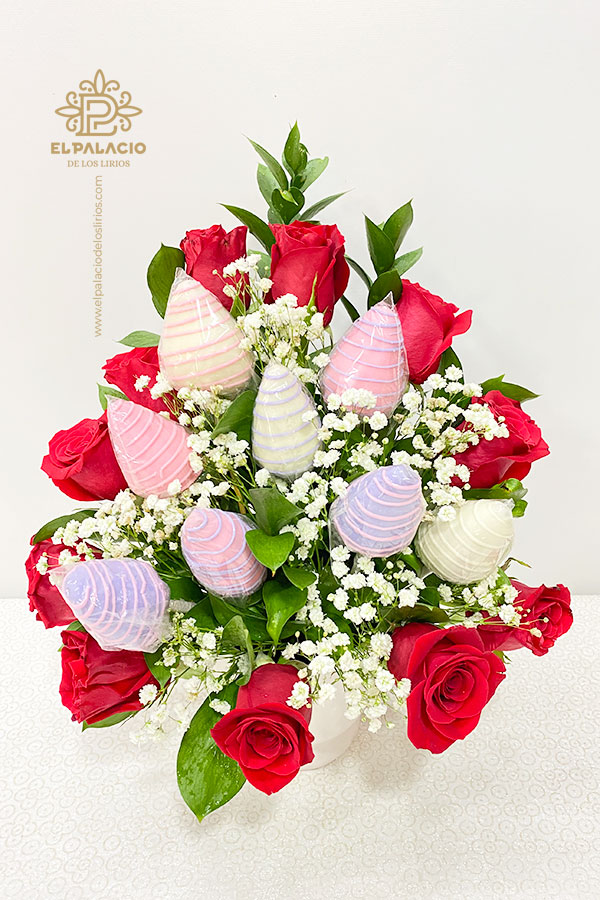 Chocofresas con flores 86